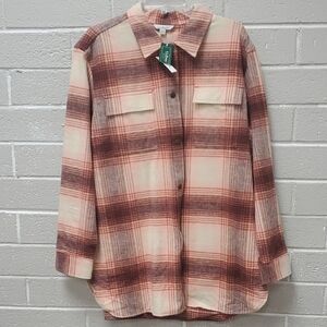 Signature Women's Red and Cream Plaid Button-Down Shirt